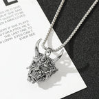 Handsome Rascal Ghost Mask Pendant Necklace Gold & Silver Color Horn Bull King Design Fashion Jewelry for Men And Women