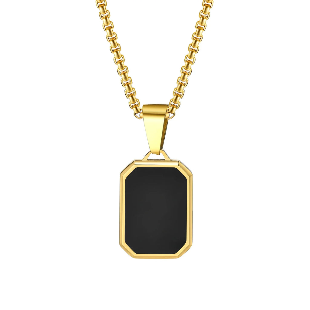 Simple Geometric Pendant Necklaces for Men Women Rectangle Stainless Steel Jewelry Cadenas Para Hombre Collares Para