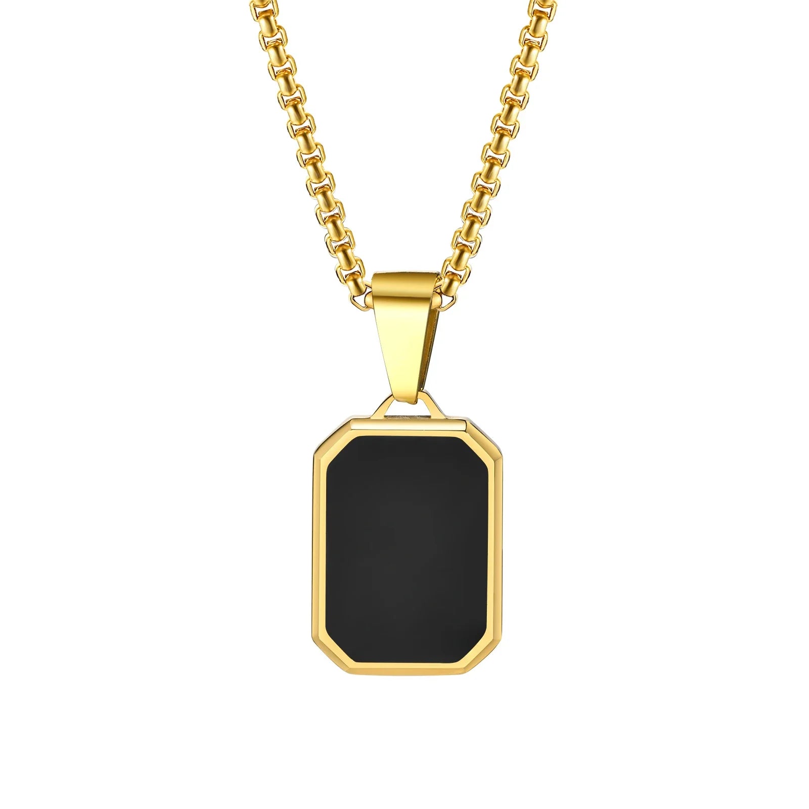 Simple Geometric Pendant Necklaces for Men Women Rectangle Stainless Steel Jewelry Cadenas Para Hombre Collares Para