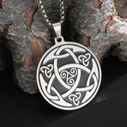 Stainless Steel Trinity Celtic Knot Nordic Rune Pendant Necklace Retro Ethnic Style Irish Knot Lucky Amulet Jewelry for Men