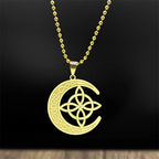 Celtic Gold Pendant Crescent Moon Witch's Knot