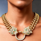 Fashion Double Leopard Head Pendant With Adjustable Double Layer Chain Necklace Panther Choker For Men Women Party