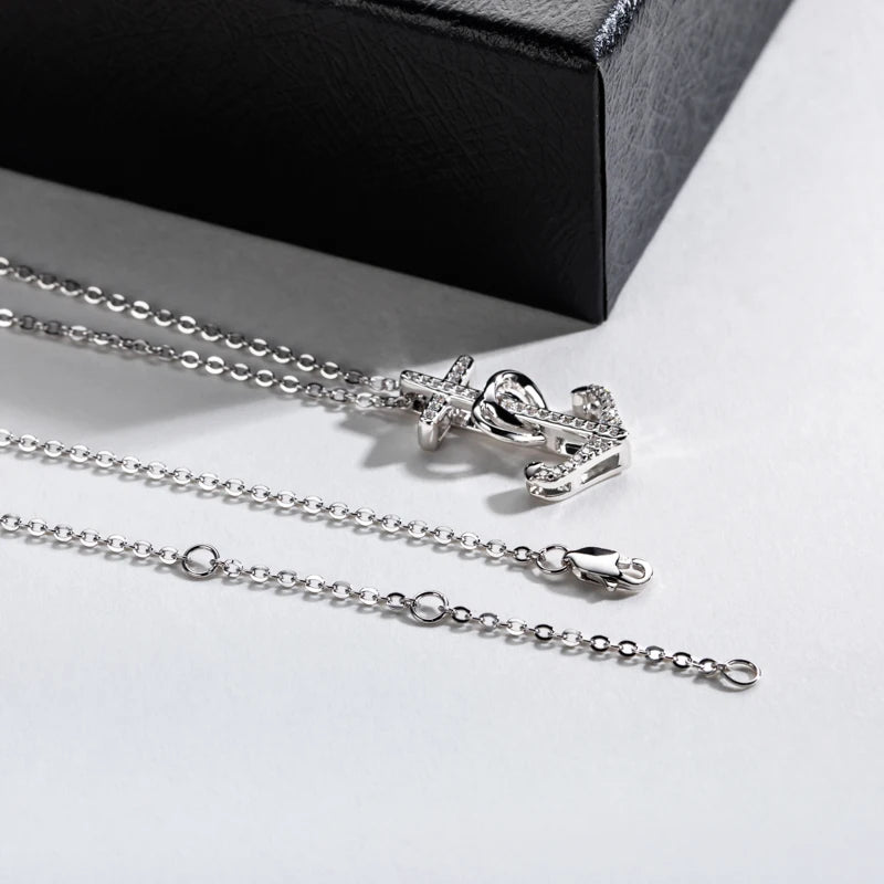 Iced Out Anchor Pendant — 925 Silver