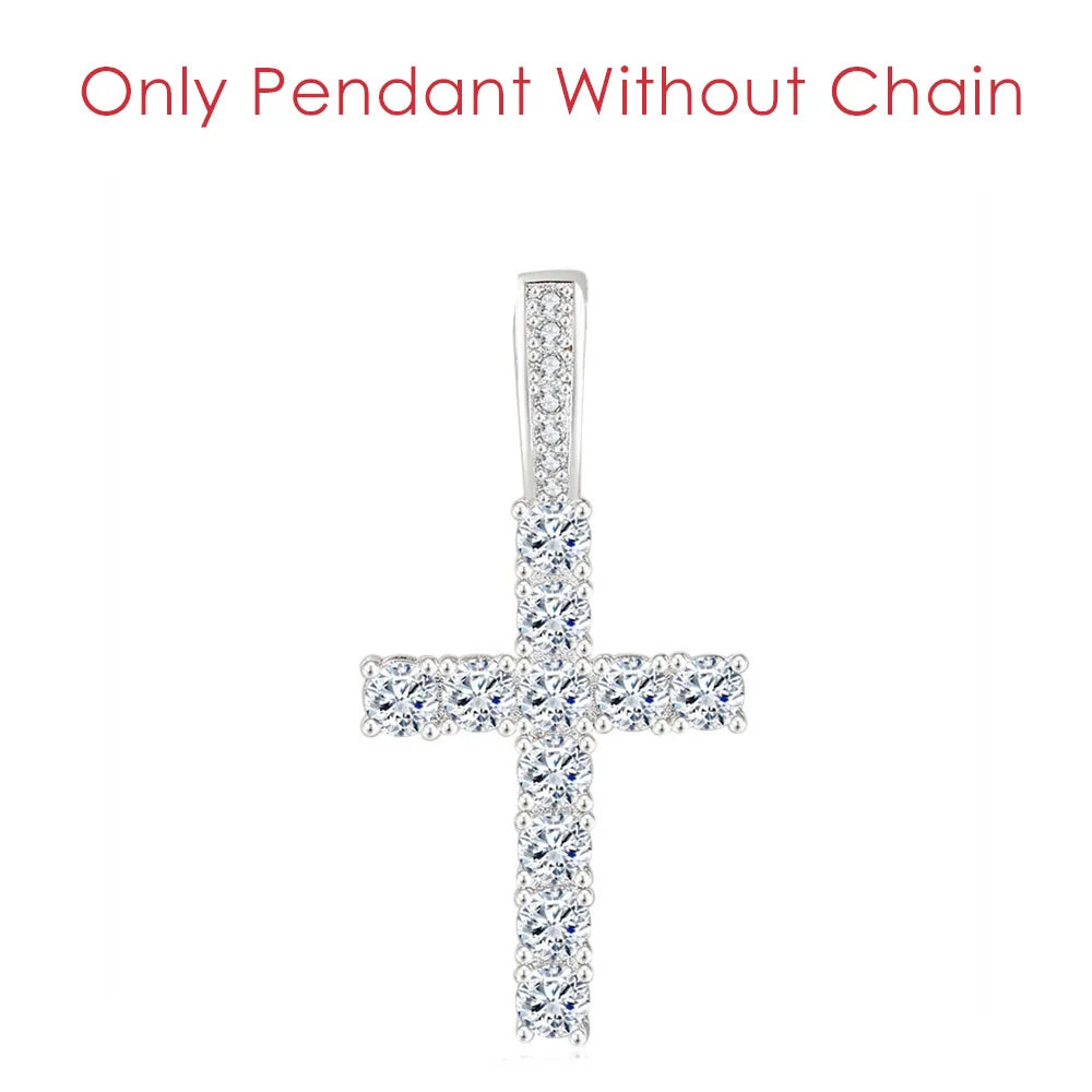 Cross Pendant Rope Chain Necklace Iced Out CZ