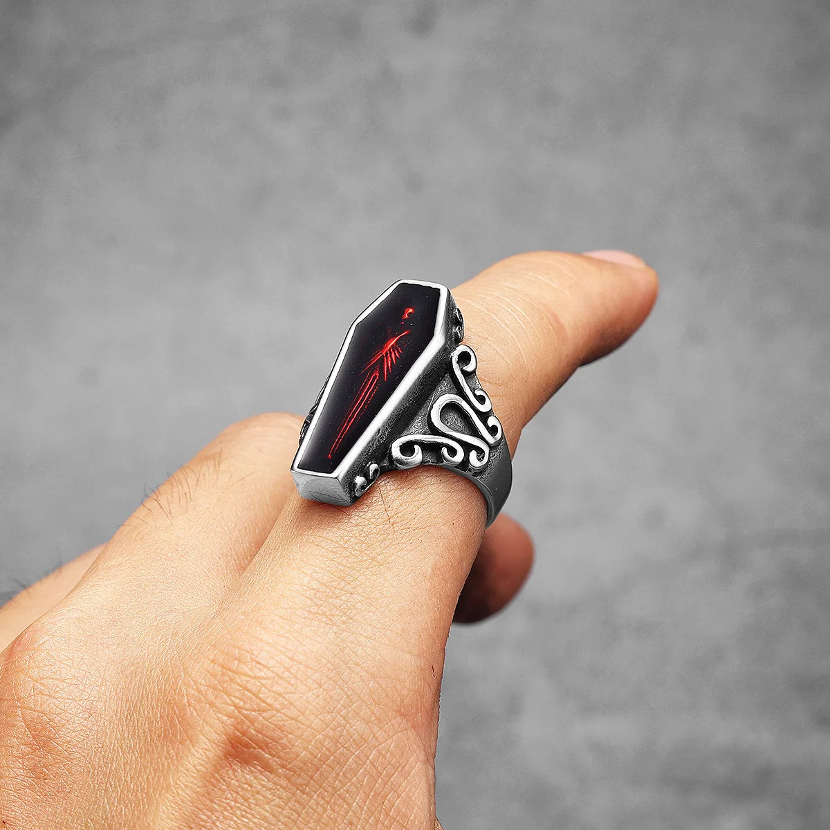 Gothic Vampire Coffin Ring — Stainless Steel