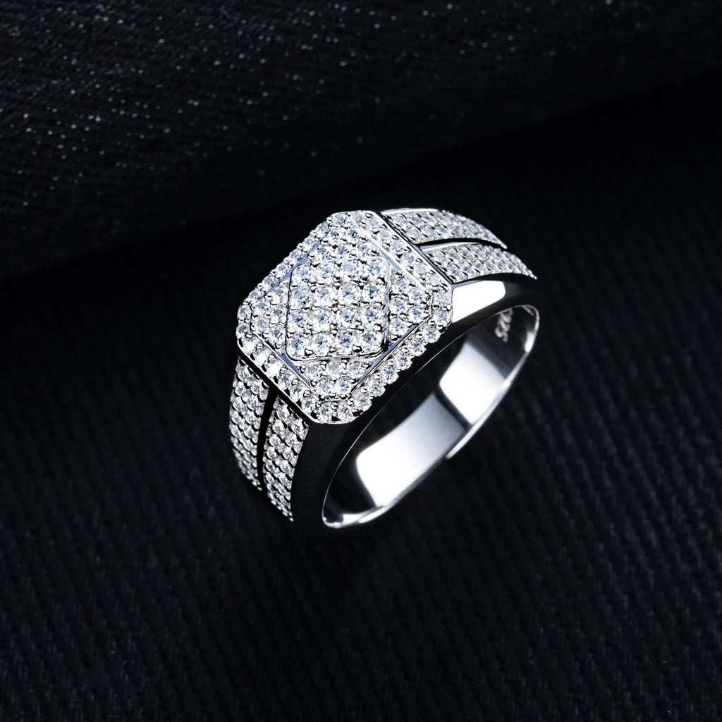Iced Out Diamond Ring — Two-Tone Silver Gold