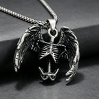KALEN Vintage Gothic Fallen Angel Pendant Necklace For Men Stainless Steel Death Grim Reaper Wing Totem Charm Fashion Jewelry