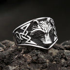 Viking Wolf Head Celtic Ring — Stainless Steel