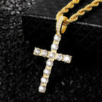Men Hip Hop Cross Pendant Necklace with 4mm Zircon Tennis Chain Iced out Bling Chain Necklaces Punk Jewelry Fashion Women Gift