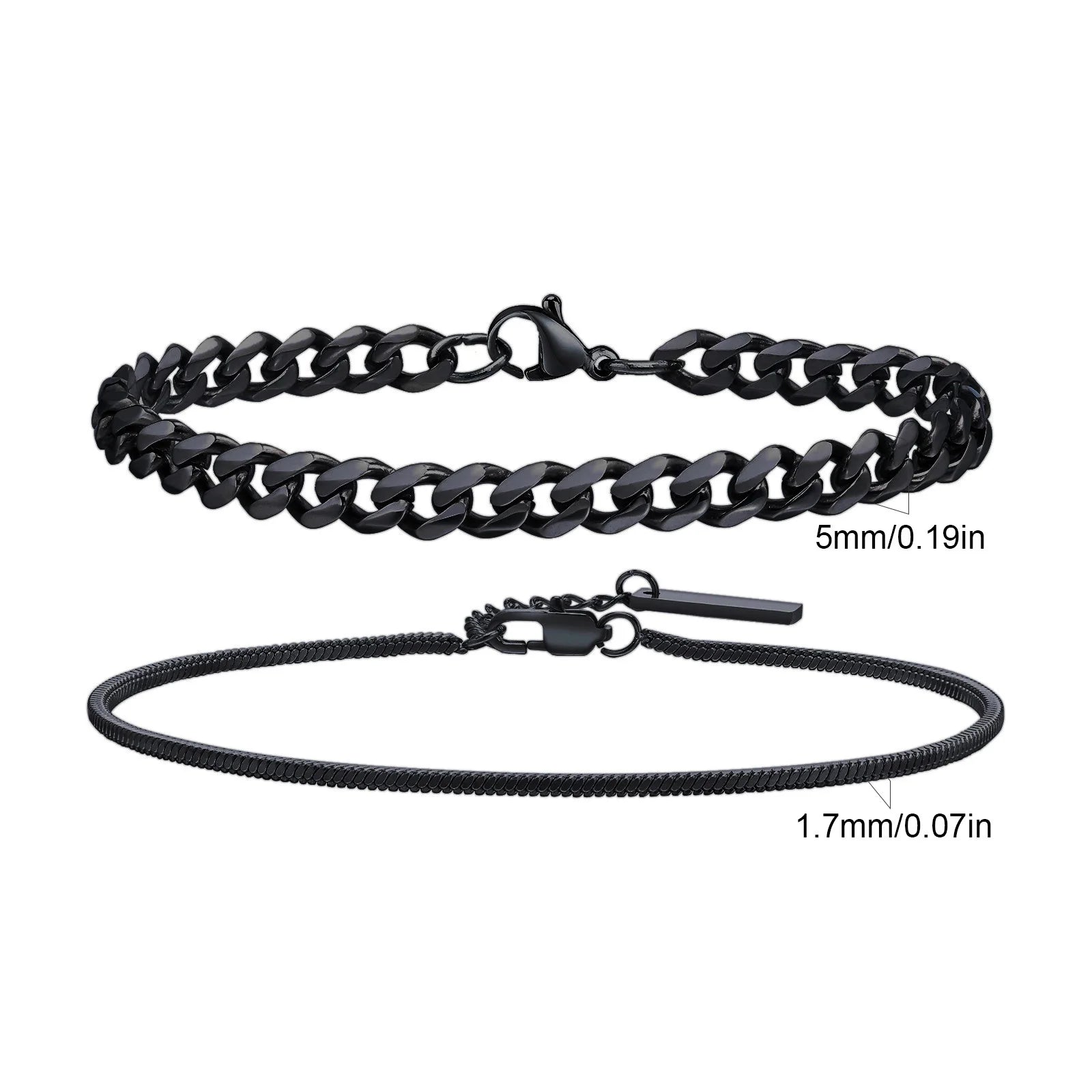 Cuban Stacked Chain Bracelet Set — Stainless Steel