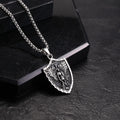 Vnox Archangel Saint Michael Shield Pendant Necklace Stainless Steel Vintage Protection Amulet Chain Jewelry Gifts for Men Women
