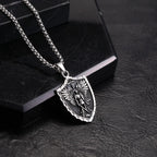 Vnox Archangel Saint Michael Shield Pendant Necklace Stainless Steel Vintage Protection Amulet Chain Jewelry Gifts for Men Women