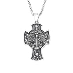 Vintage Stainless Steel Saint Michael Cross Pendant Necklaces For Men Women Fashion Religious Amulet Jewelry Gifts