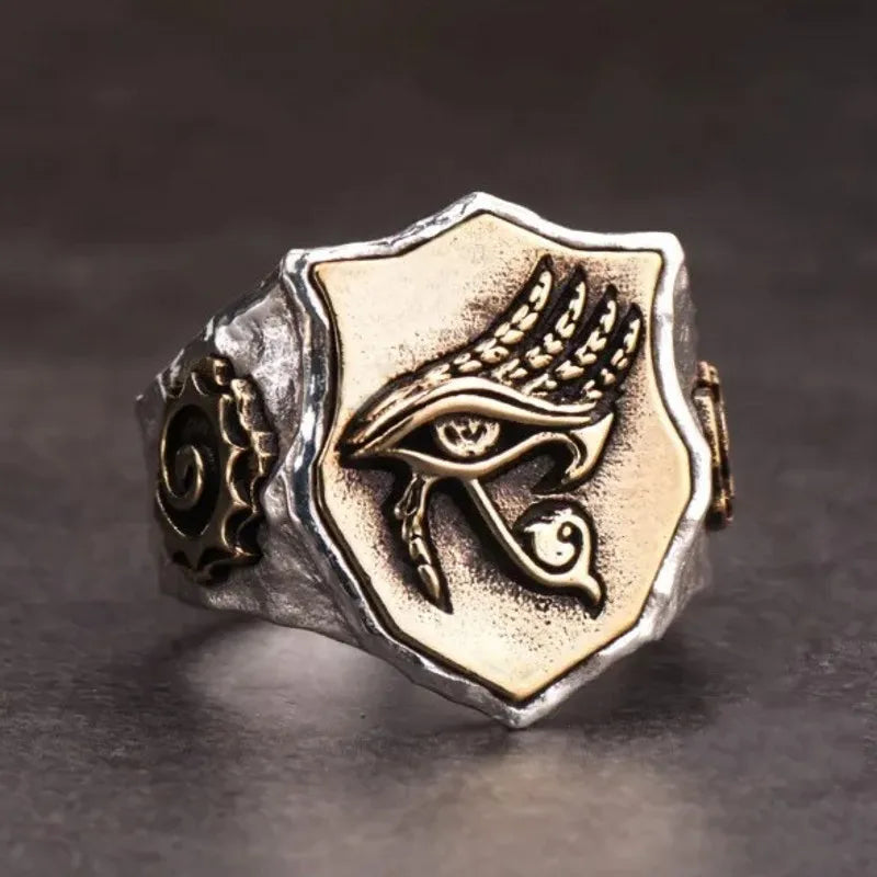 BOCAI New Eye of Horus 100% True S925 Silver Ring Vintage Original Index Finger Ring Adjustable Personality Fashion Jewelry
