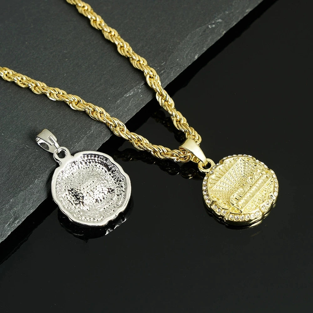 Hip Hop Round Medallion Last Supper Pendant Necklace With 4MM Rope Chain Fashion Necklaces for Men and Women Rock Rapper Jewelry