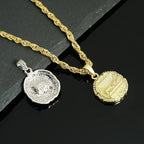 Hip Hop Round Medallion Last Supper Pendant Necklace With 4MM Rope Chain Fashion Necklaces for Men and Women Rock Rapper Jewelry
