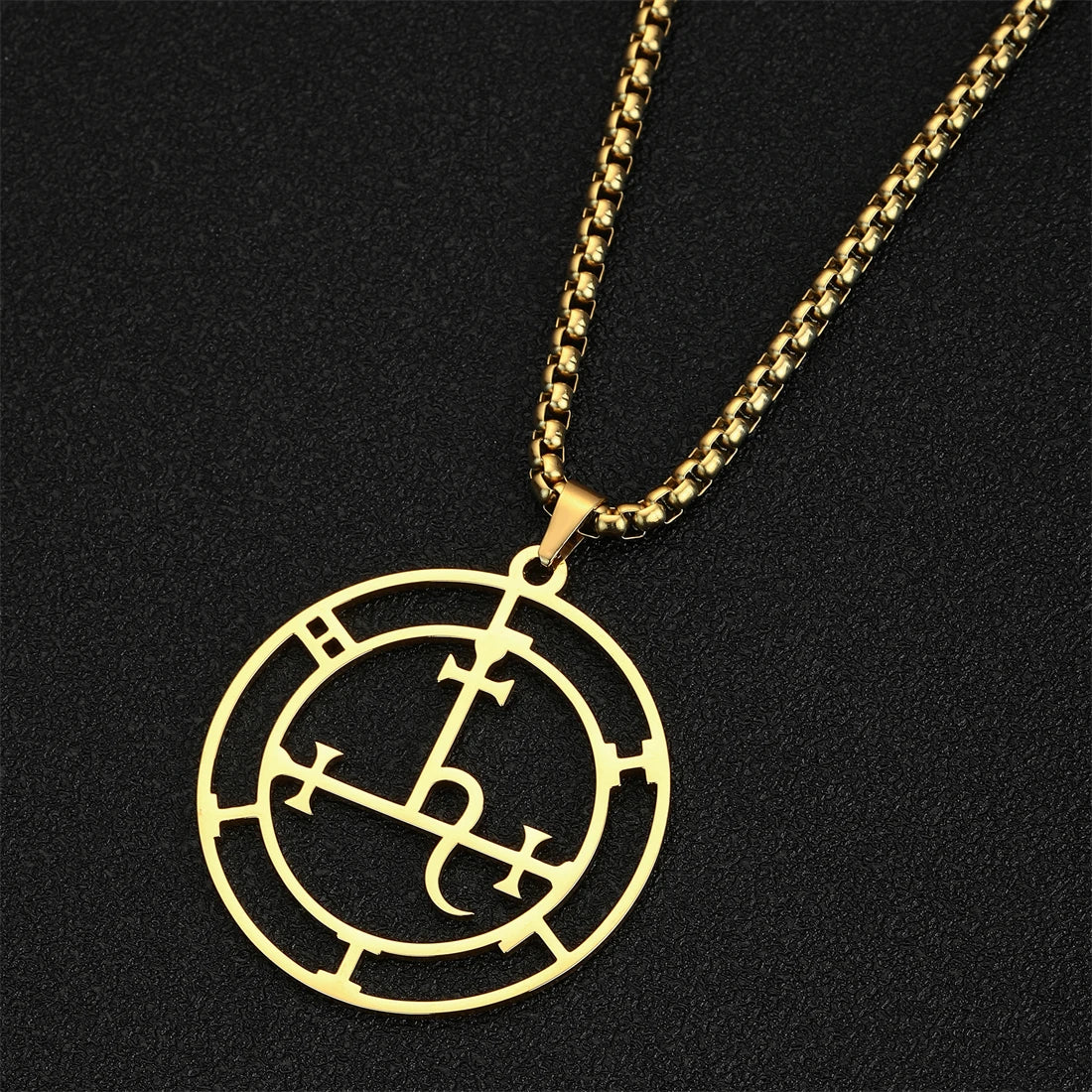 EUEAVAN Mythical Goddess Sigil of Lilith Necklaces Stainless Steel Demon Seal Marbas Pendant Necklace Solomon Amulet Jewelry