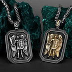 Archangel Michael Cross Shield Prayer Tag Titanium Stainless Steel Pendant Men's Amulet Necklace Jewelry Gift