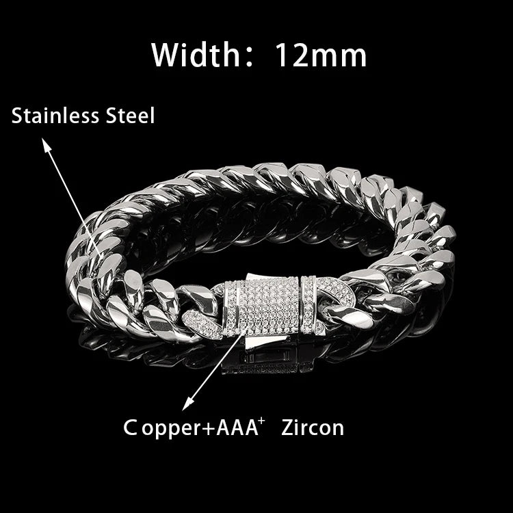 Stainless Steel Cuban Bracelet Iced Out Miami