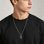 Orthodox Church Cross Necklace — Black Enamel, Stainless Steel