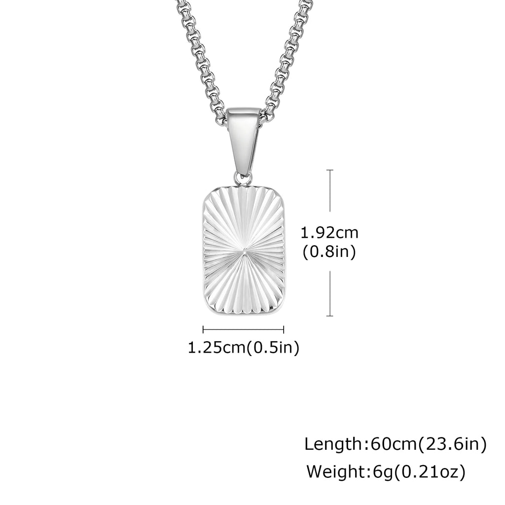 Men's Silver Color Geometric Pendant Necklace, Non Fading Stainless Steel Compass Necklace with Chain, Stylish Jewelry Gifts