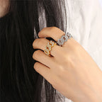 Iced Out Cuban Link Ring — Gold