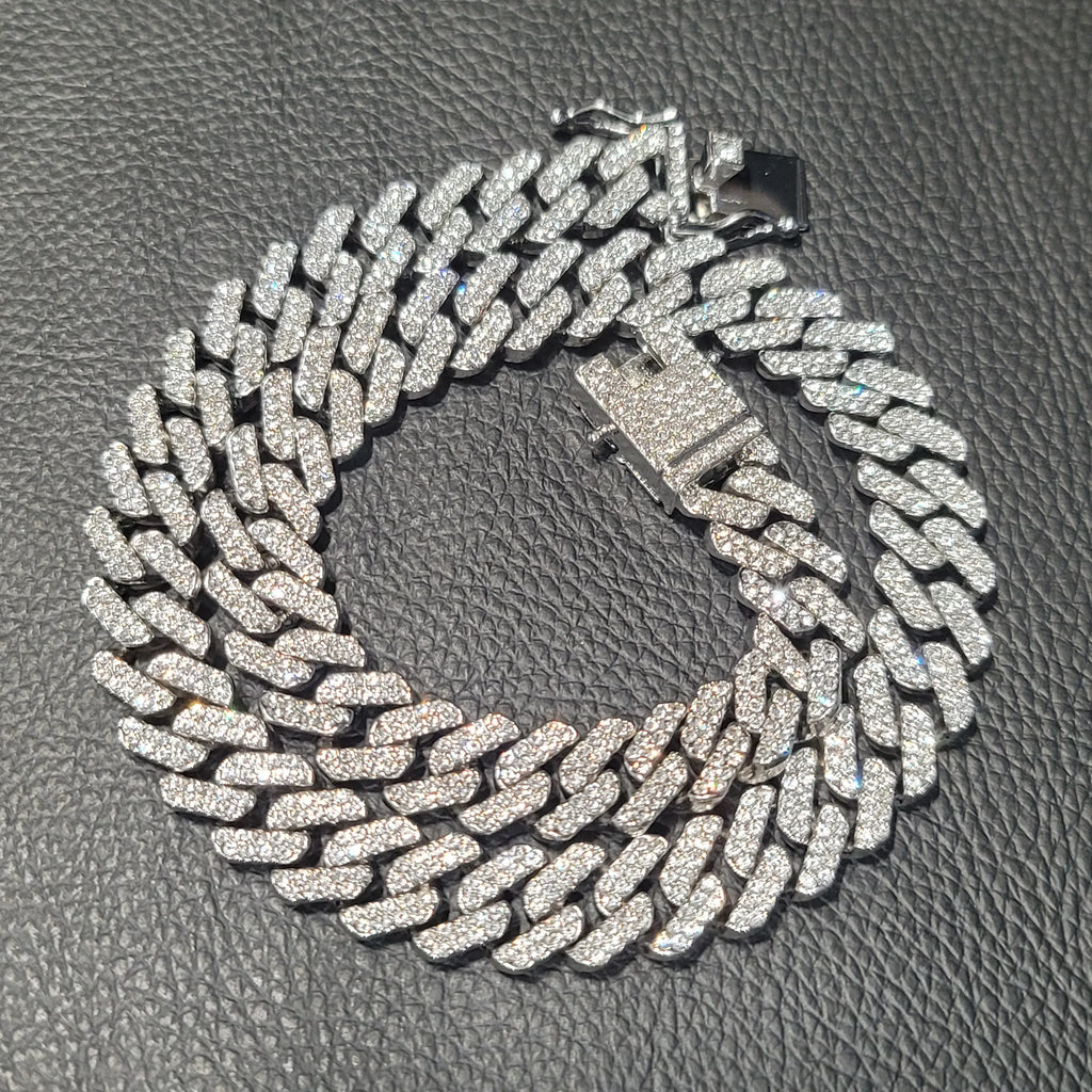 Fashion Hip Hop Miami Cuban Necklace Chain Full Diamonds 9mm 12mm 15mm 20mm 24mm Pendant Chains Long Buckle Closure Jewelry Gift