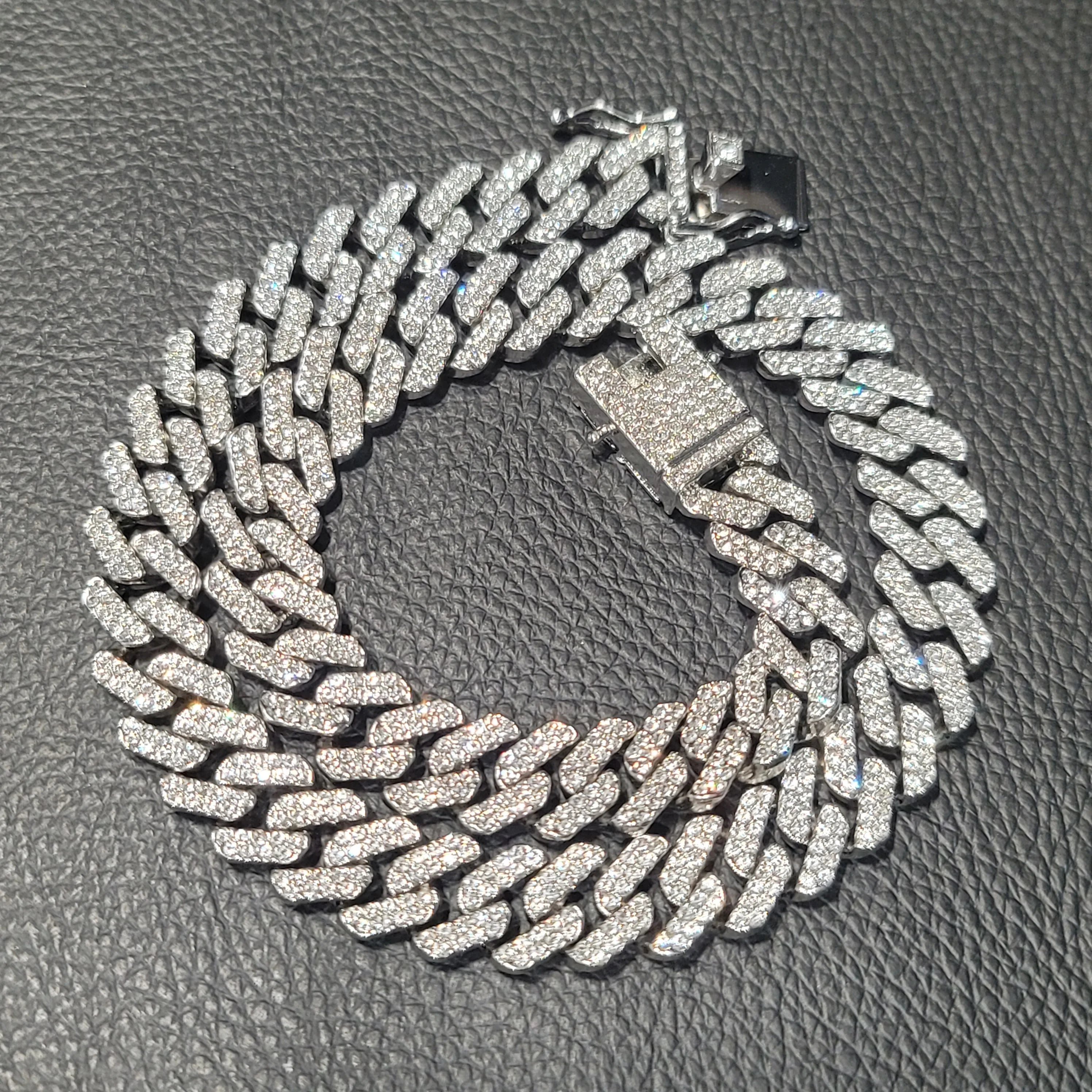 Fashion Hip Hop Miami Cuban Necklace Chain Full Diamonds 9mm 12mm 15mm 20mm 24mm Pendant Chains Long Buckle Closure Jewelry Gift