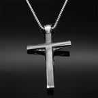 Stainless Steel Christian Jesus Cross Crucifix Pendants Necklaces for Men Women Silver Color Chain Necklaces Jewelry