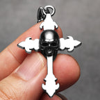 Simple Skull Cross Pendant Necklace — Stainless Steel