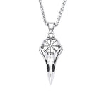 Vintage Fashion Vikings Compass Crow Head Pendant Necklace For Men Stainless Steel Nordic Animal Skull Necklaces Biker