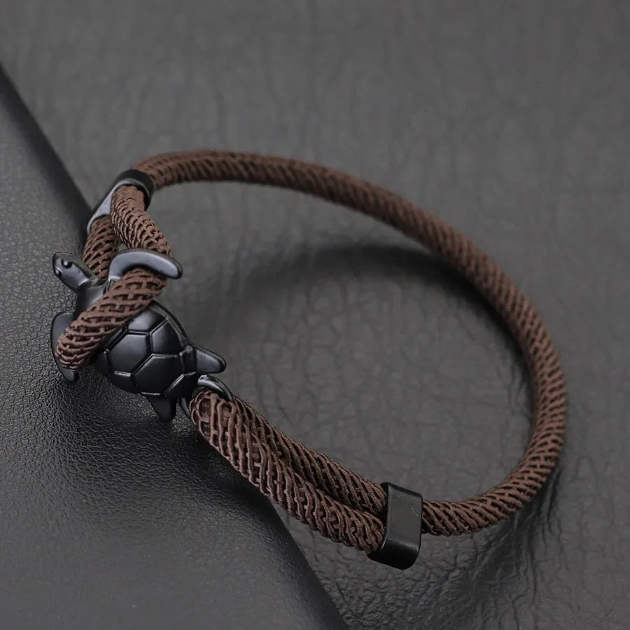 Unique Marine Turtle Rope Bracelet Men Adjustable Easy Hook Multi-Color Option Milan Cord Wristband Beach Homme Jewelry