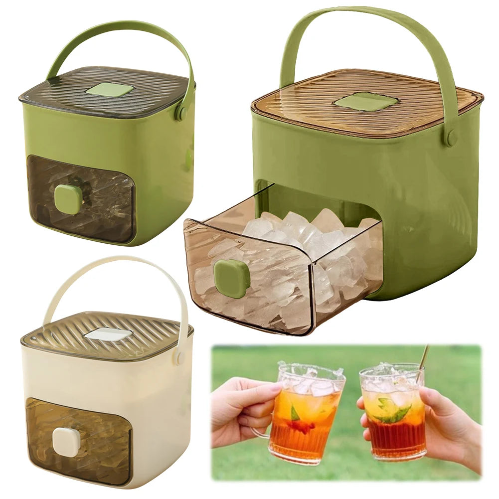 Portable Ice Maker with Handle & Storage Drawer Countertop Ice Cube Maker Compact Ice Maker Machine for Household &