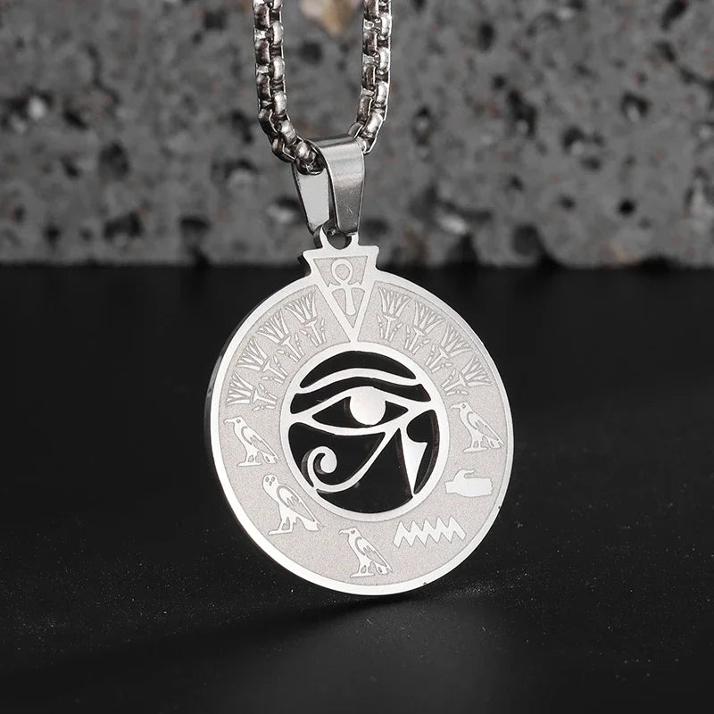 Eye of Horus, Eye of God Necklace, Rotatable Evil Eye Pendant, Men's Trendy Retro Weird Egyptian Amulet Jewelry