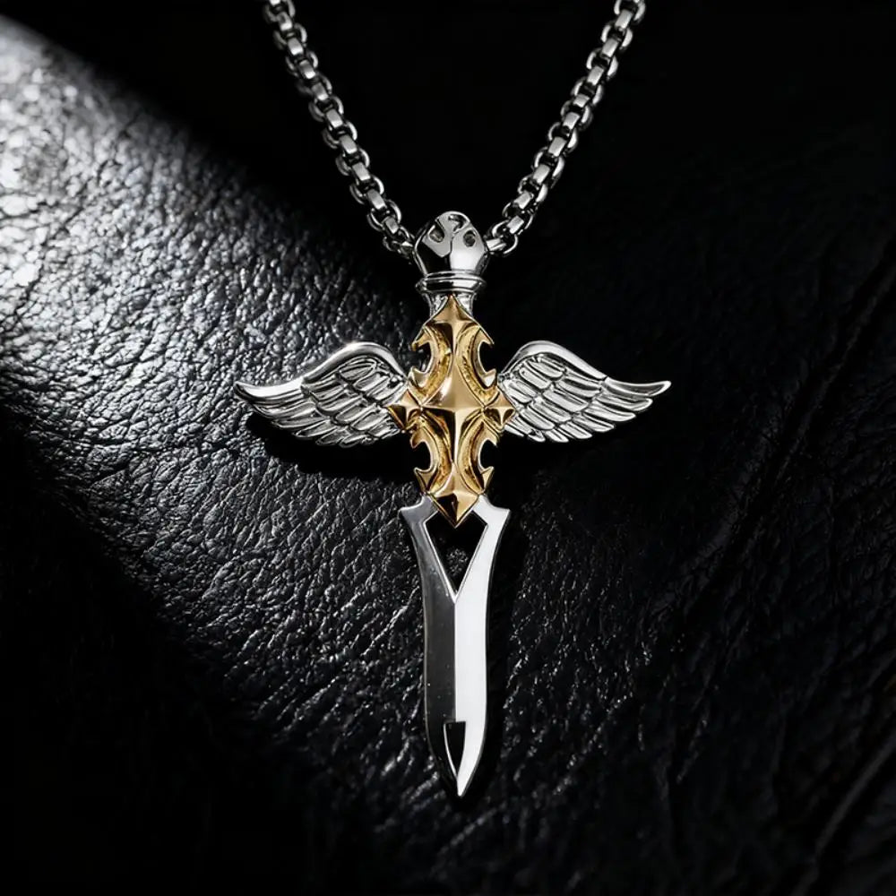 Sword Cross Stainless Steel Pendant Necklace