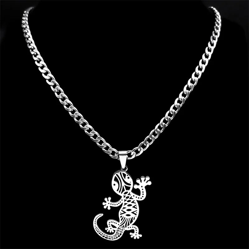 Gecko Statement Chain Necklace — Stainless Steel