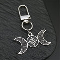 Viking Steel Ring Wiccan Triple Moon Goddess Key