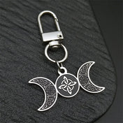 Viking Steel Keychain Wiccan Triple Moon Goddess Key