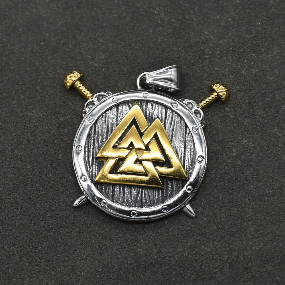 Stainless steel Nordic Rune Thor\'s Hammer Pendant Odin Celts Valknut Thors axe Necklace Men's Amulet Jewelry
