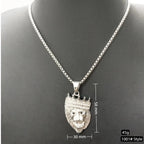 Iced Out Lion Head Round Pendant — Gold