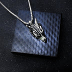 Silver Dragon Head Pendant Necklace Stainless Steel