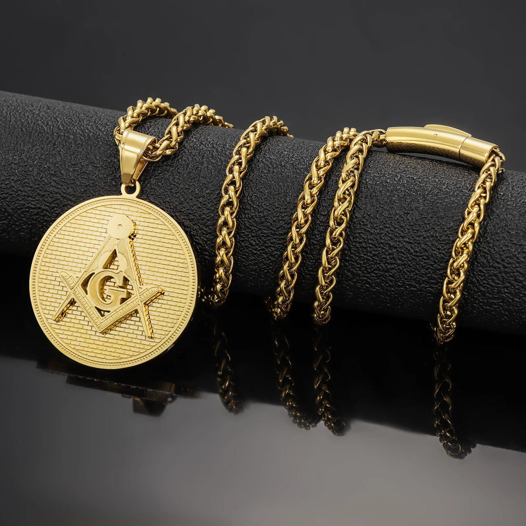 Stainless Steel Masonic Necklace Engraveable Name Pendant Personalized Pendant for men women party jewelry accessories
