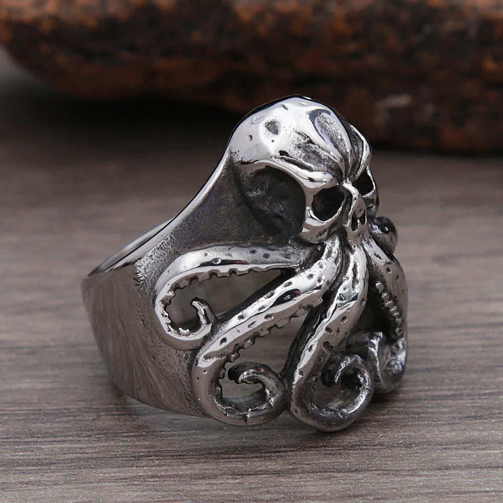 Pirate Skull Octopus Ring — Stainless Steel