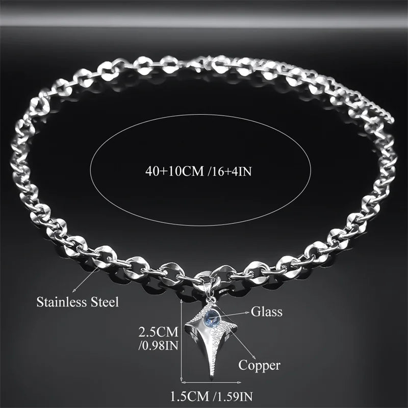Star Steel Pendant Punk Kpop Shiny Bling Choker