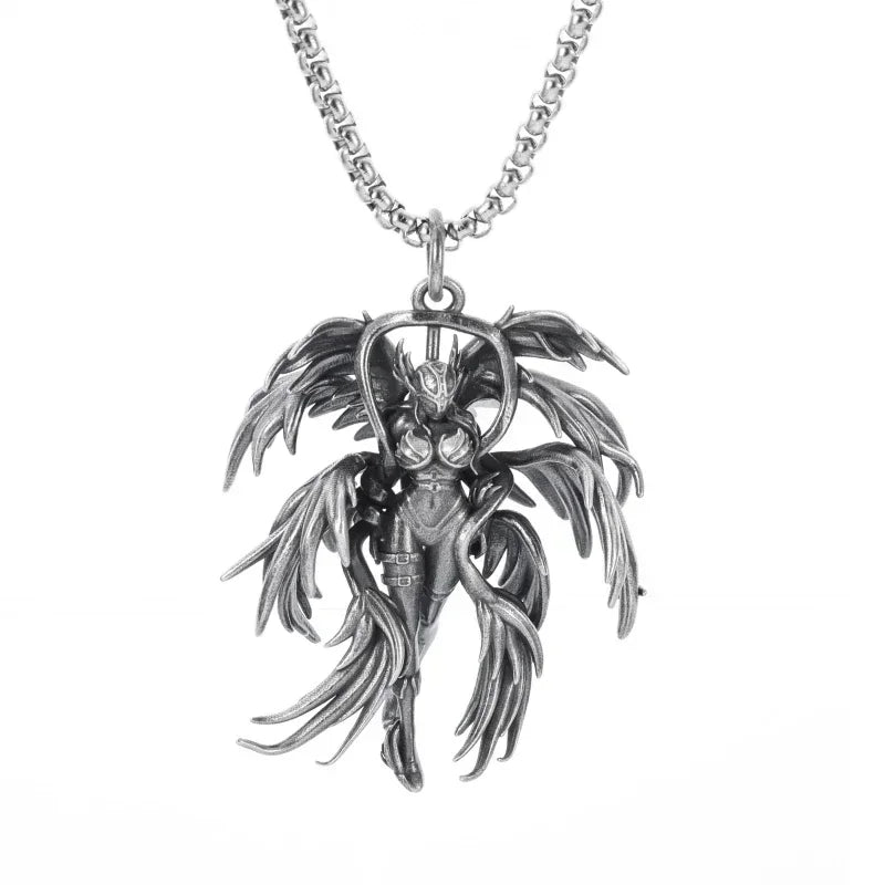 Delicate Antique Silver Color Seraph Prayer Good Luck Necklace Pendant Men Women Anniversary Amulet Jewelry Gift