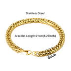 HIGH POLISH Gold Silver Color Cuban Chain Bracelets for Men,Women Stainless Steel Chain Wristband,Causal Simple Jewelry