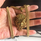 High quality 24K Gold Plated Jesus Christ Cross Pendant Hip hop Rap Golden Crucifixio Cuban Chain Necklace Men Jewelry