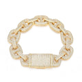 Iced Out Cuban Bracelet Stainless Steel Pig Nose