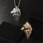 Vintage Men Wolf Head Pendant Necklace Sweater Cosplay Jewelry