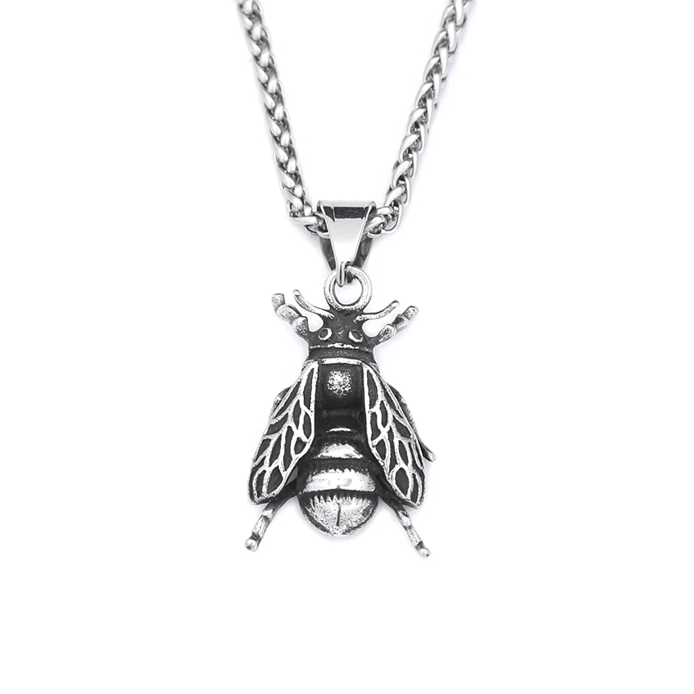 Gothic Bee Pendant — Stainless Steel